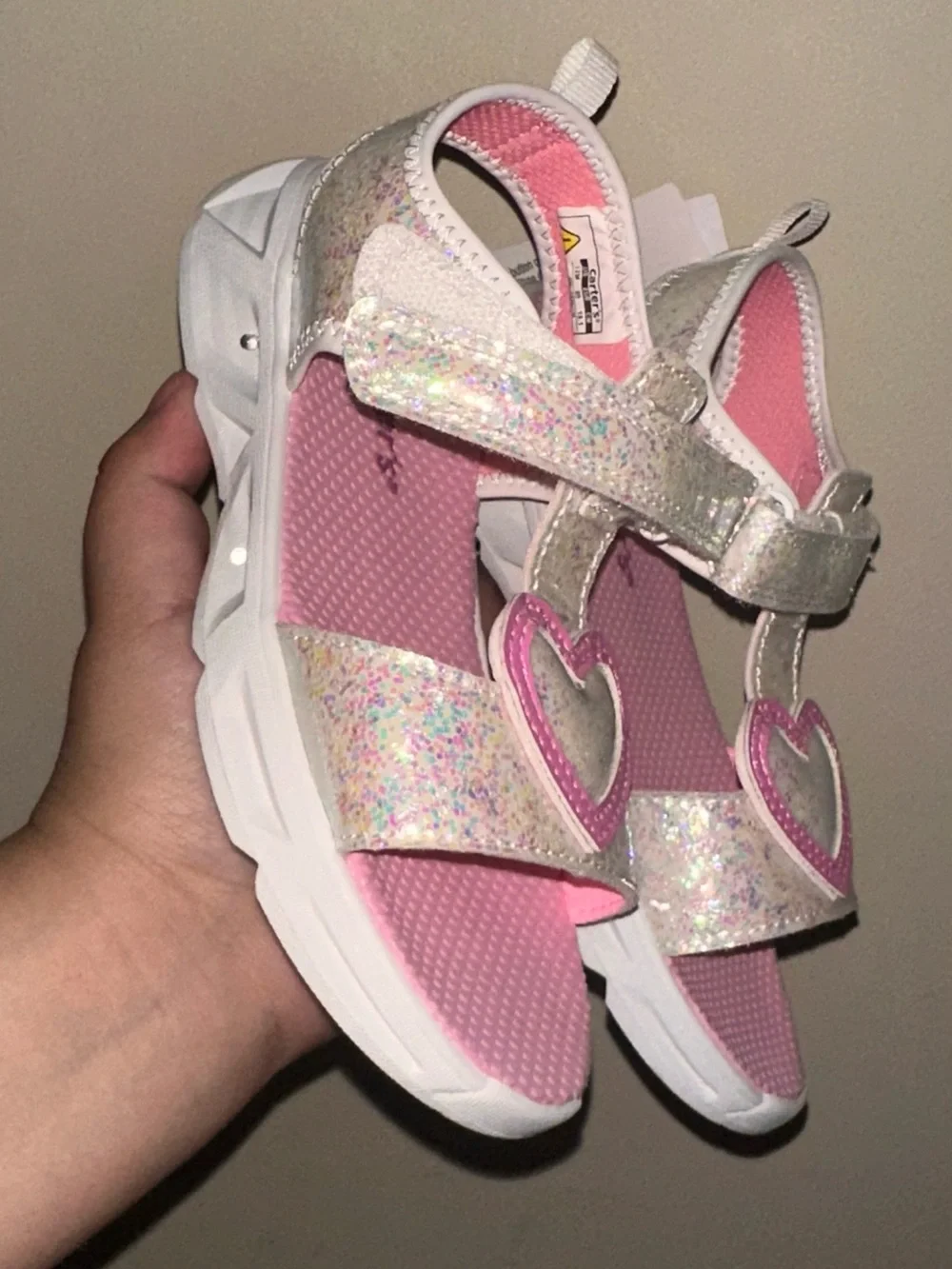 Carter's Pink Glitter Heart Toddler Sandals